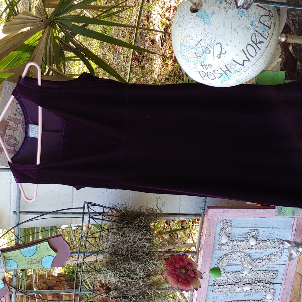 Velvet Elegant Purple Midi Sleeveless Dress